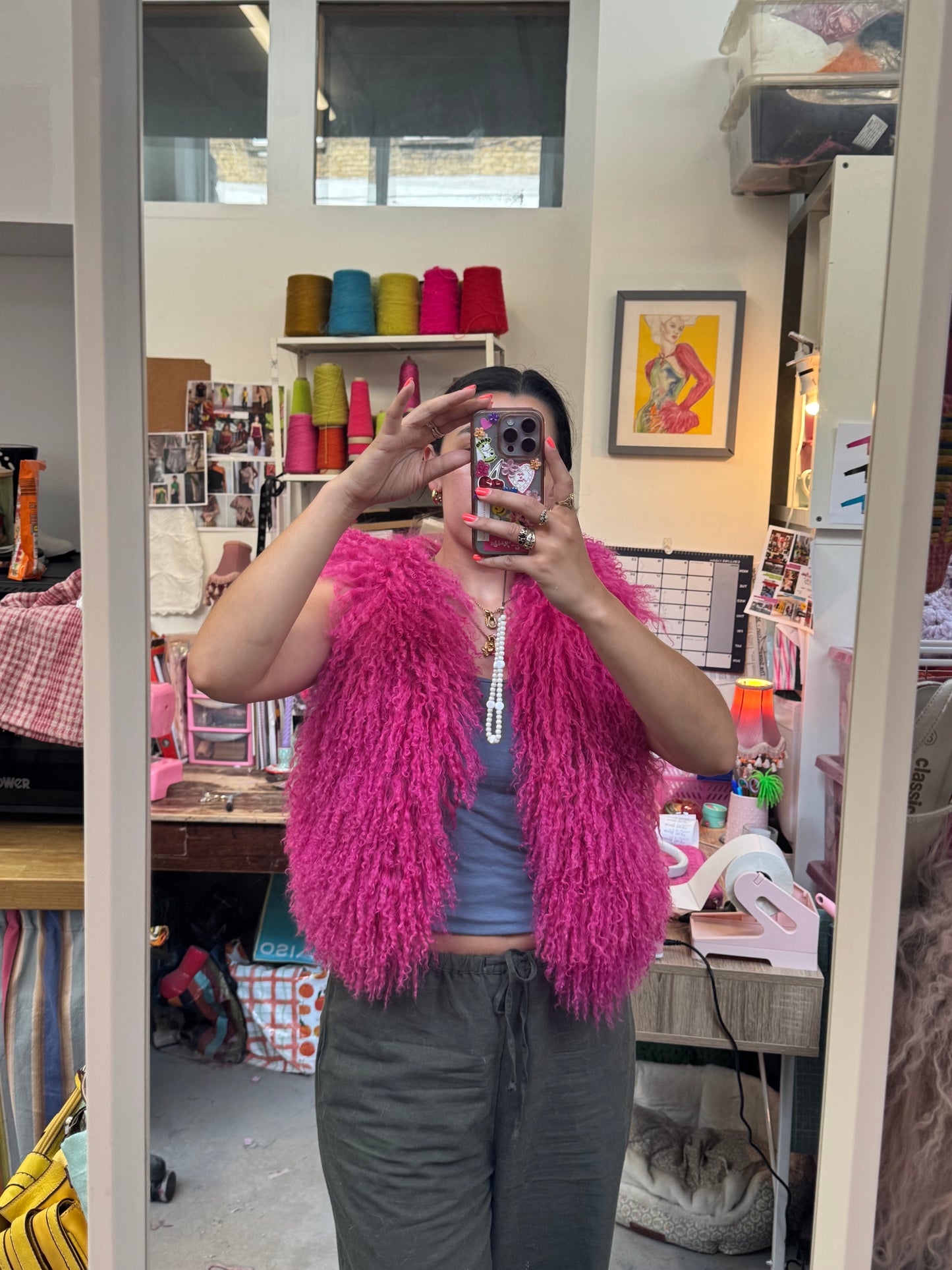 Pink Fluffy Patchwork Waistcoat