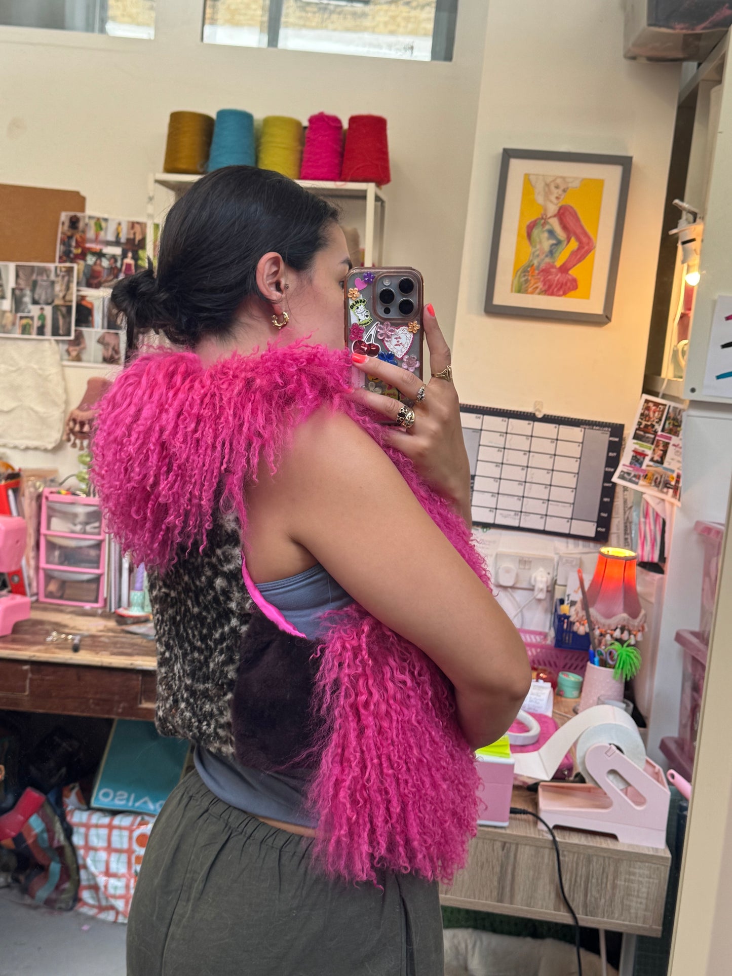 Pink Fluffy Patchwork Waistcoat