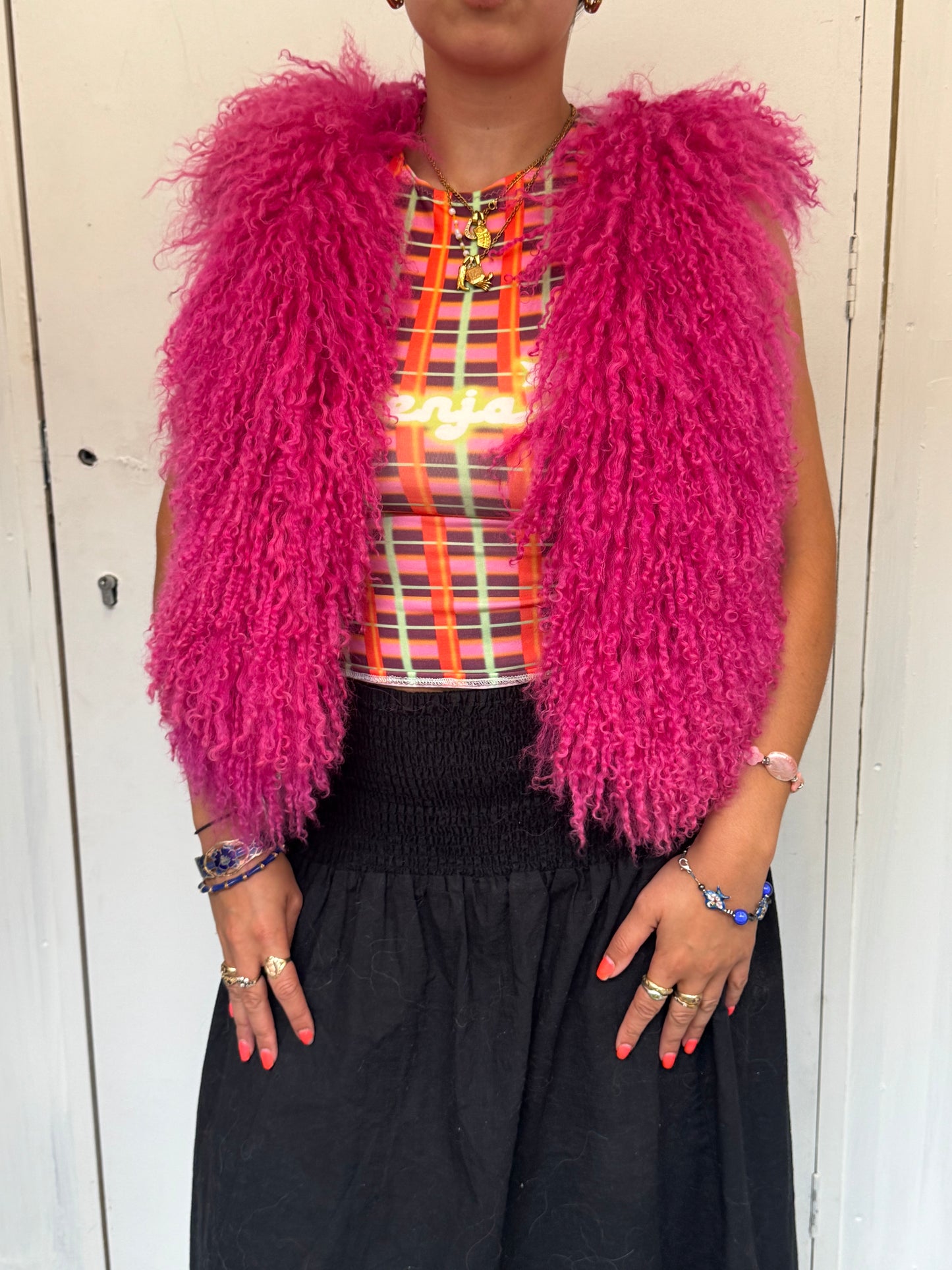 Pink Fluffy Patchwork Waistcoat
