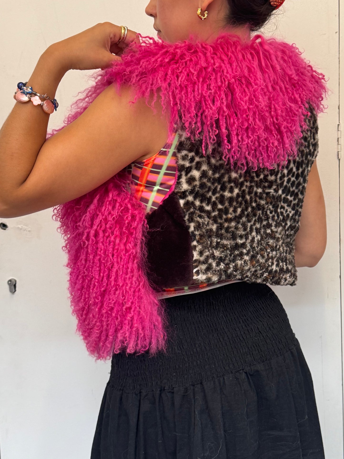 Pink Fluffy Patchwork Waistcoat