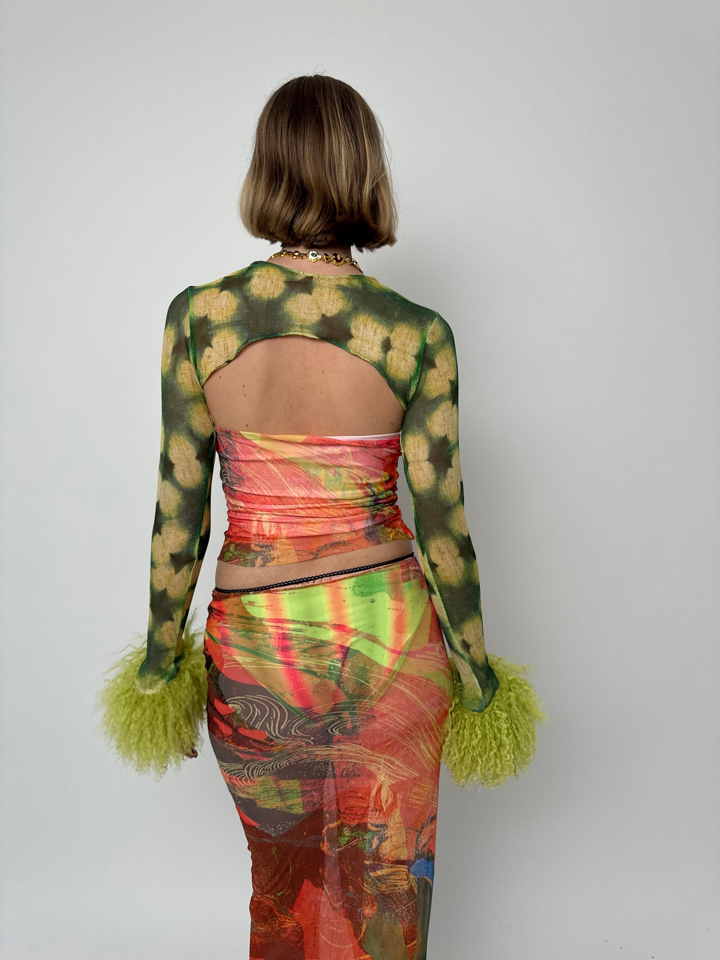 Green Petal Mesh Sleeves