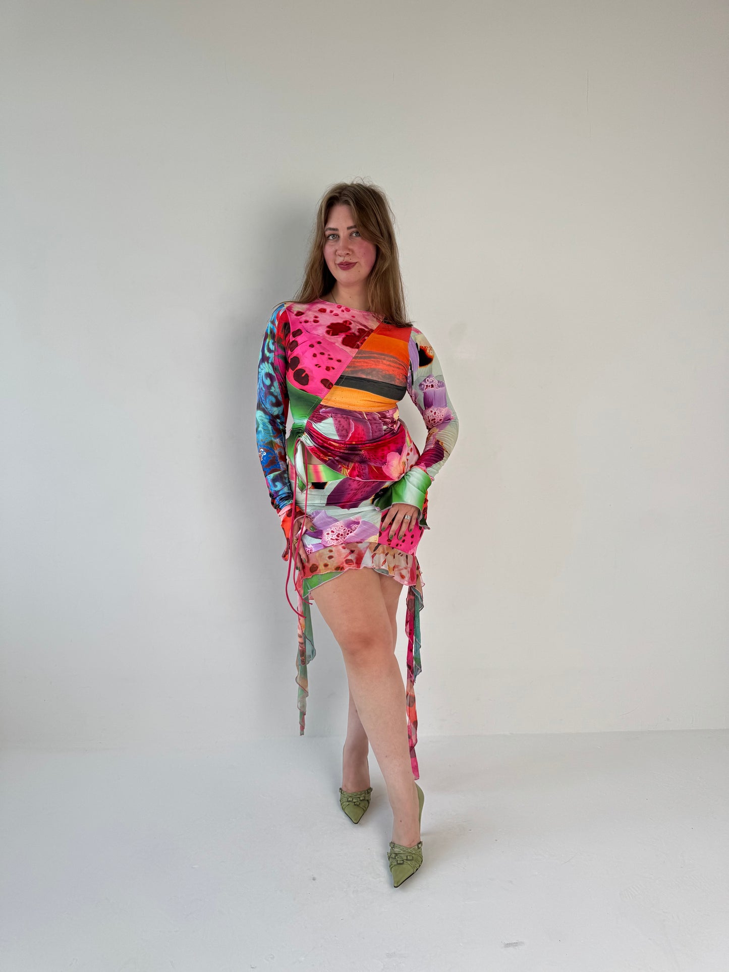 Patchwork Jersey Ruche Top - Medium