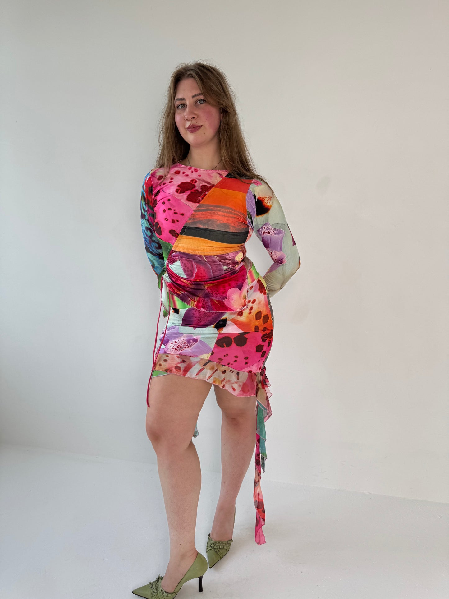 Patchwork Jersey Ruche Top - Medium