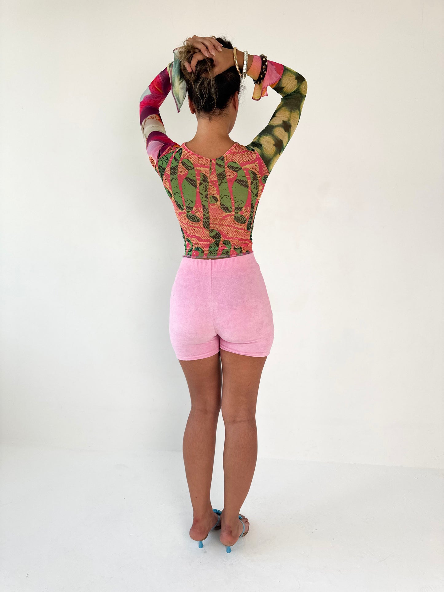 Patchwork Mesh Ruche Top - Small
