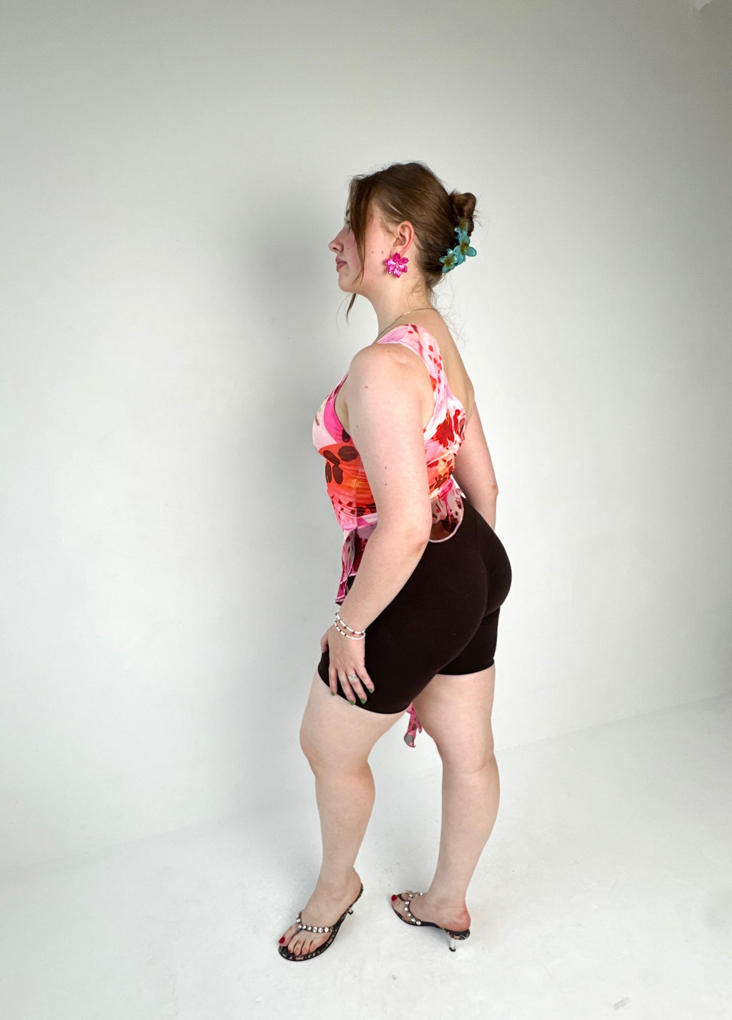 Asymmetric Blossom Ruffle Top - Medium
