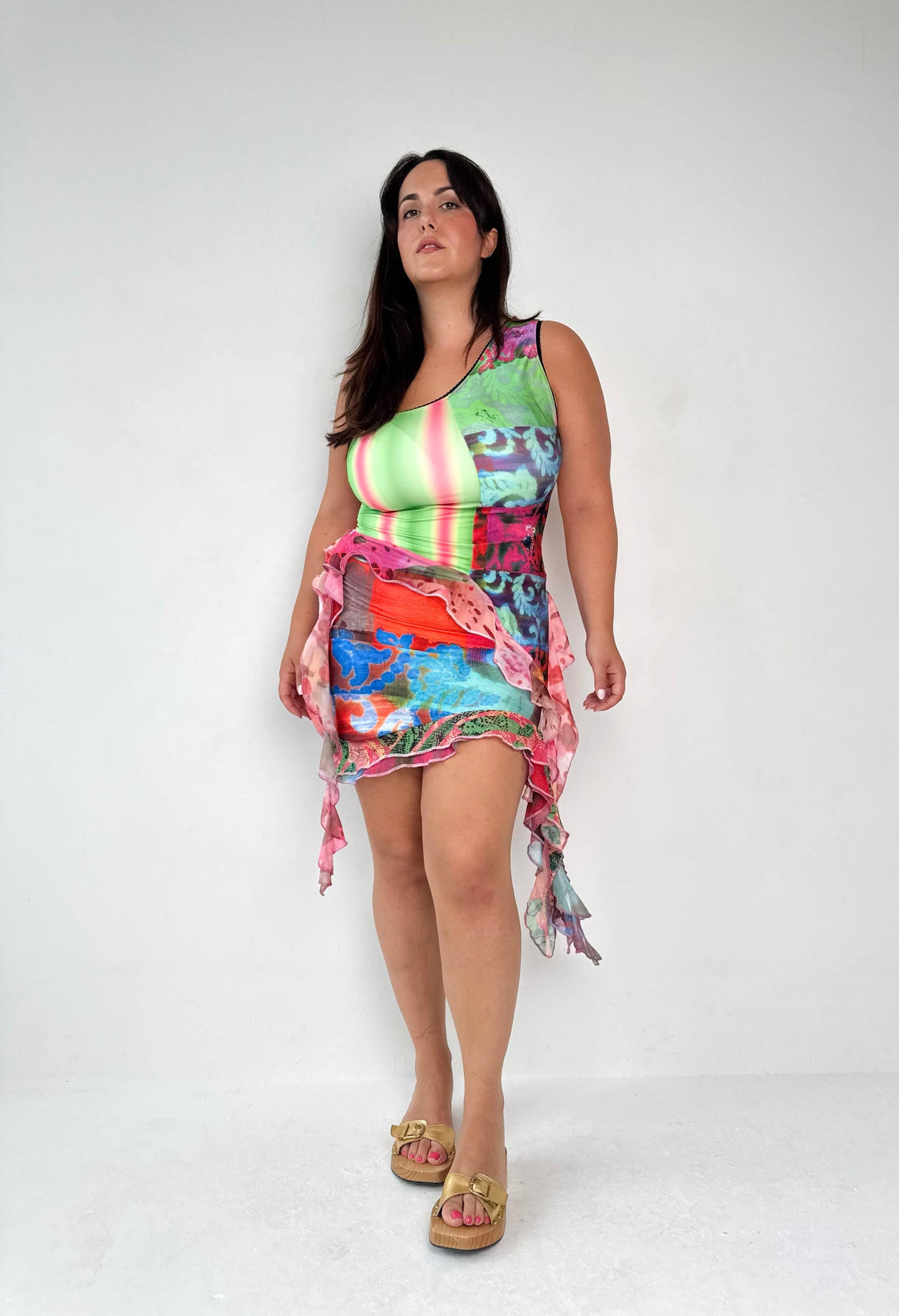 Patchwork One Shoulder Top - Large