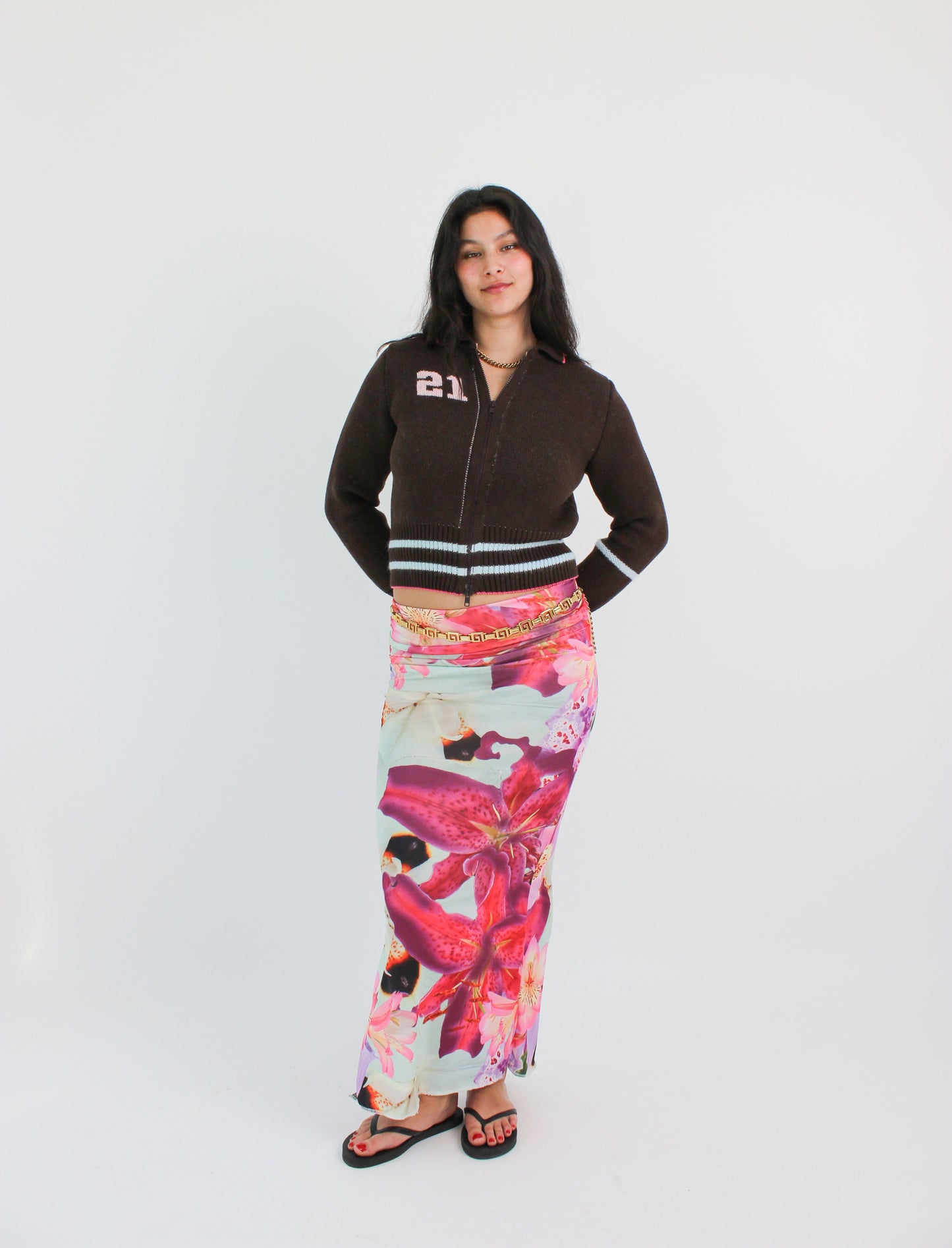 Chocolate Brown Knit Track Top