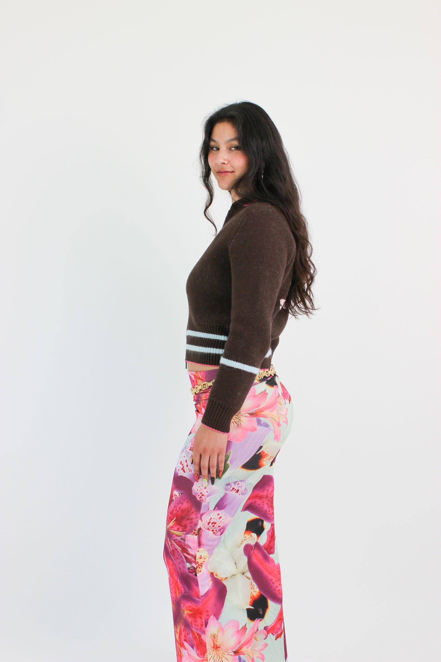 Chocolate Brown Knit Track Top