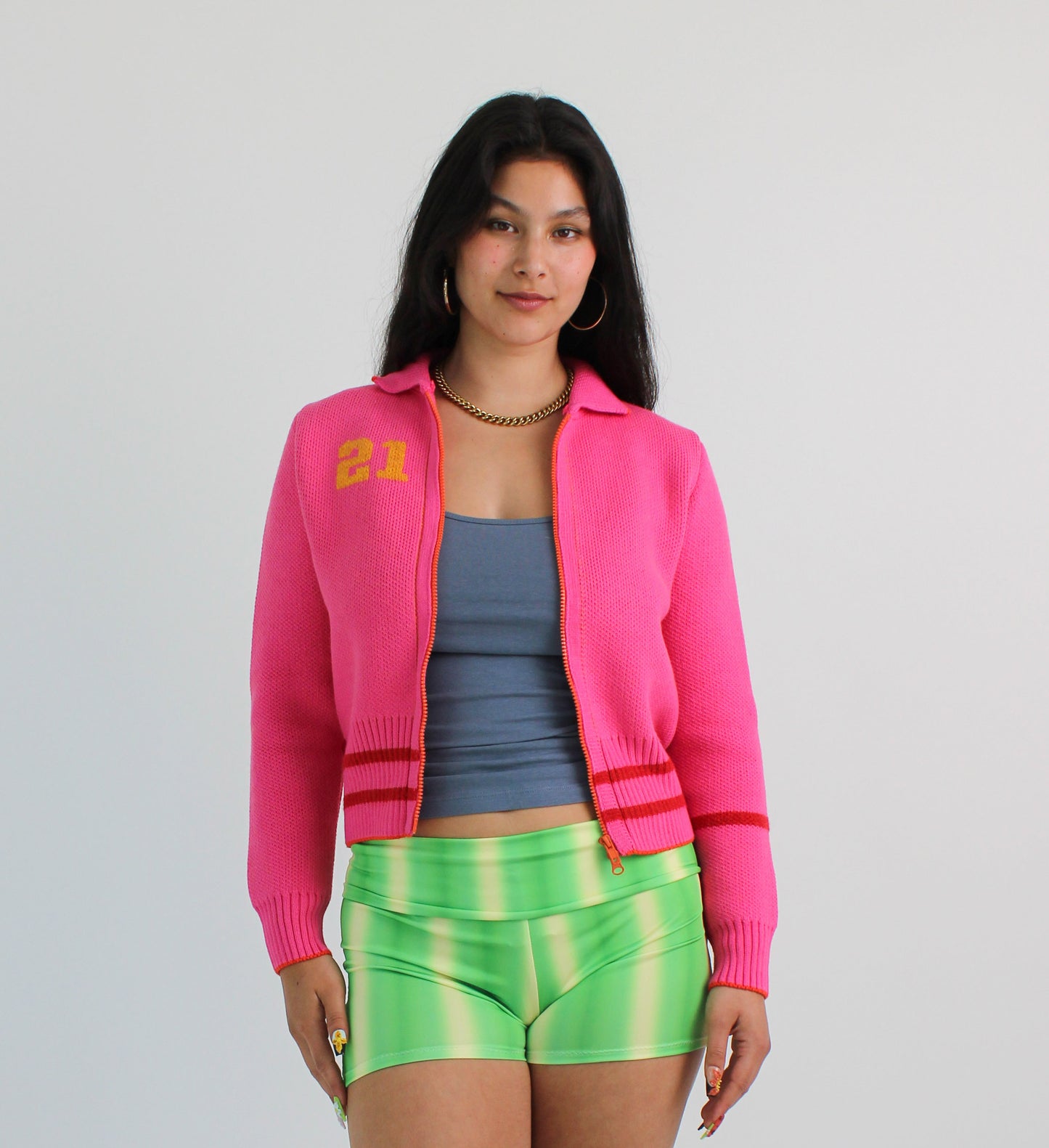 Hot Pink Knit Track Top