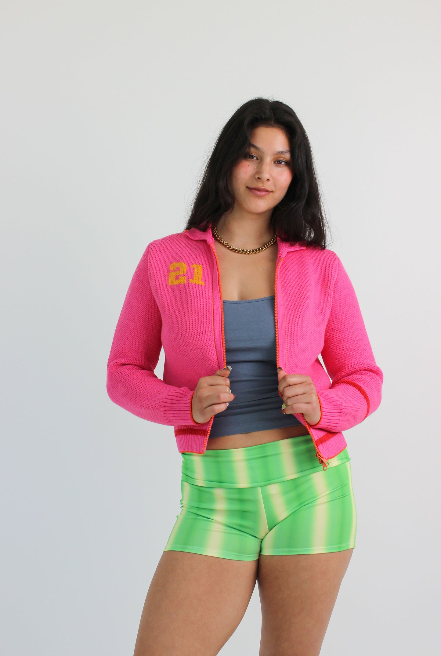 Hot Pink Knit Track Top