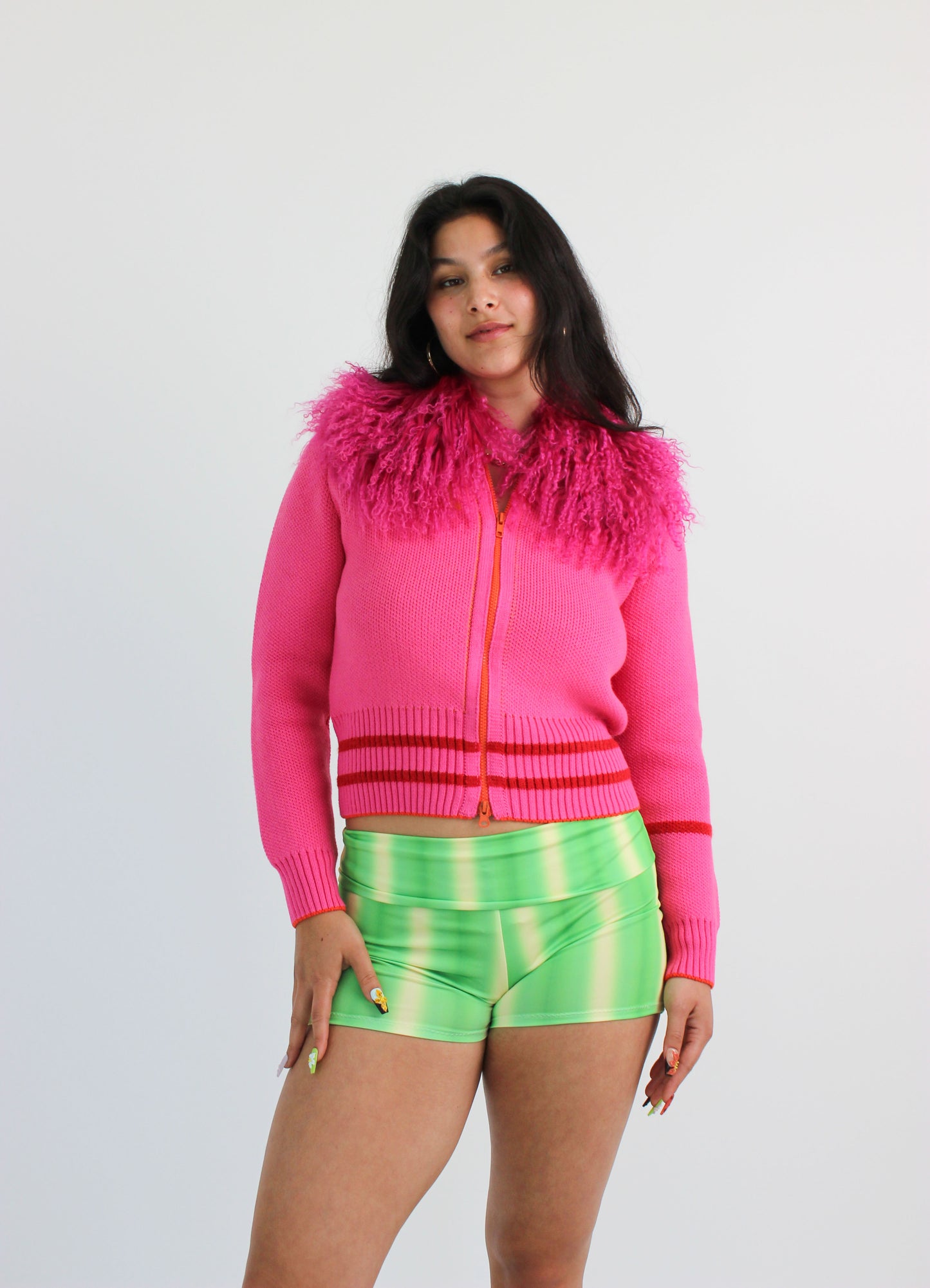 Hot Pink Knit Track Top