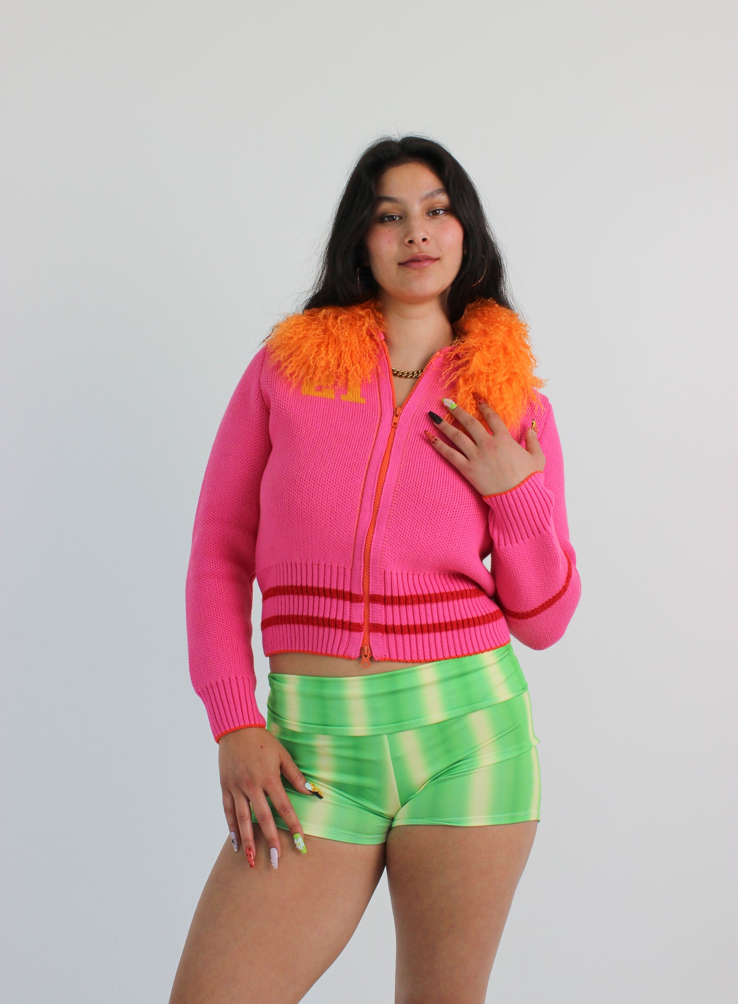 Hot Pink Knit Track Top
