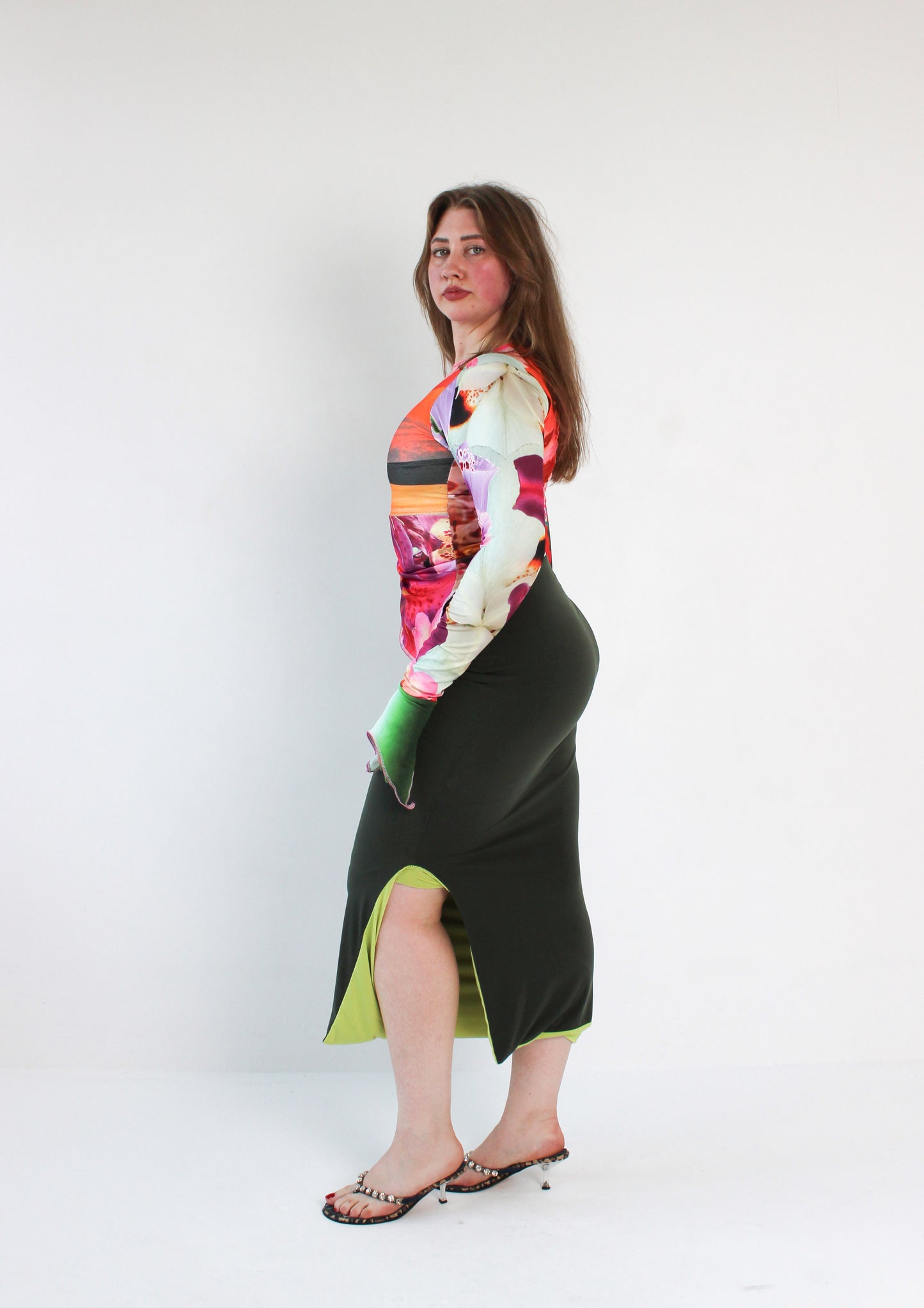 Patchwork Jersey Ruche Top - Medium