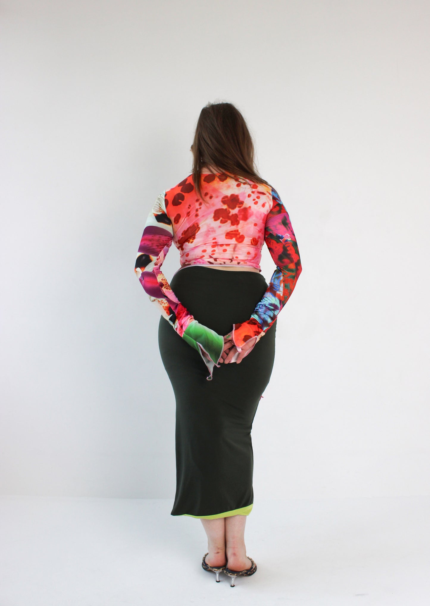 Patchwork Jersey Ruche Top - Medium