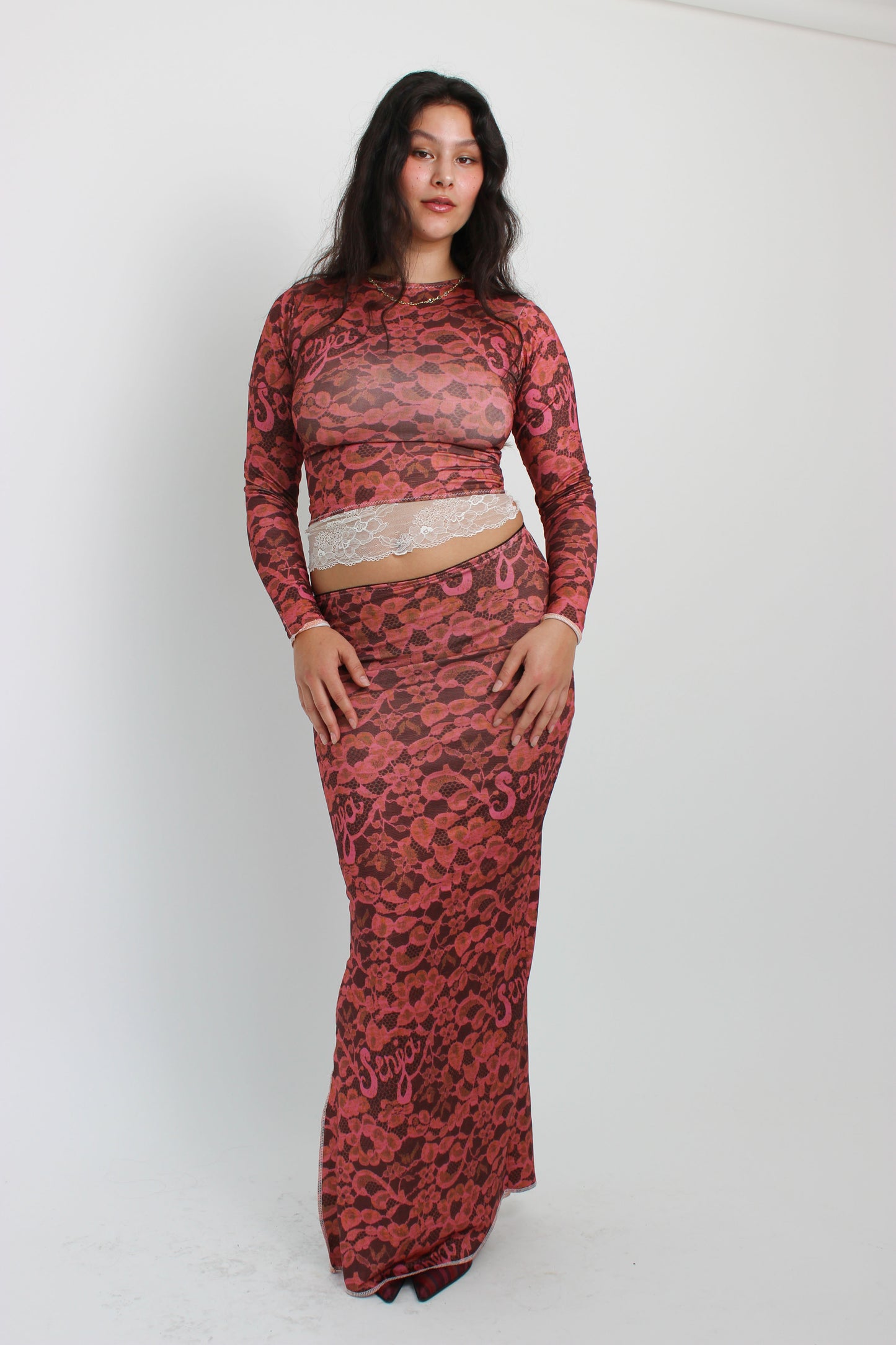 The Burgundy Lace Maxi Skirt
