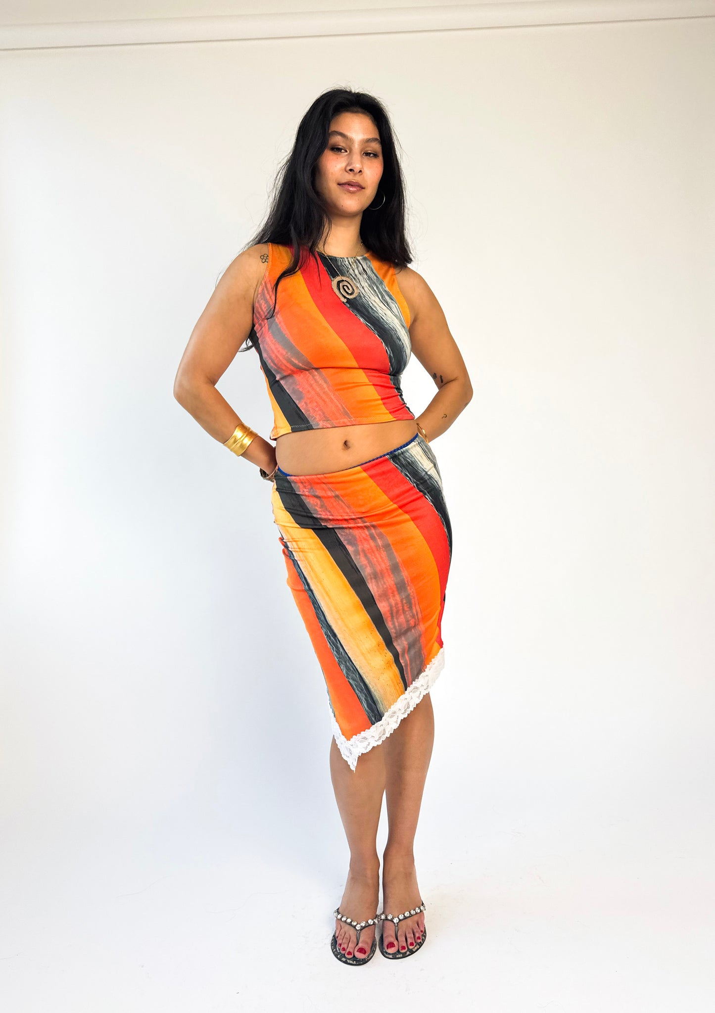 The Sunset Asymmetric Lace Skirt