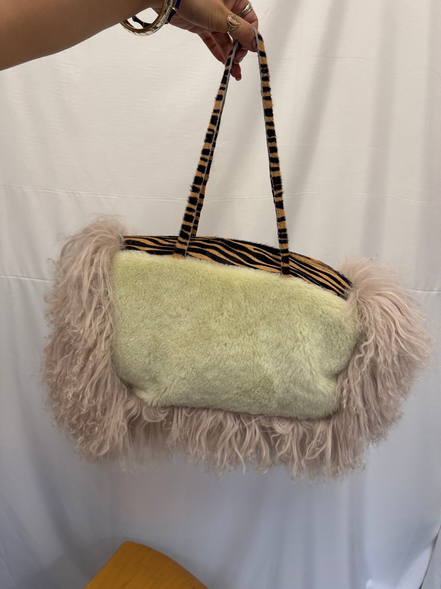 Zebra Leather Patchwork Bowler Bag