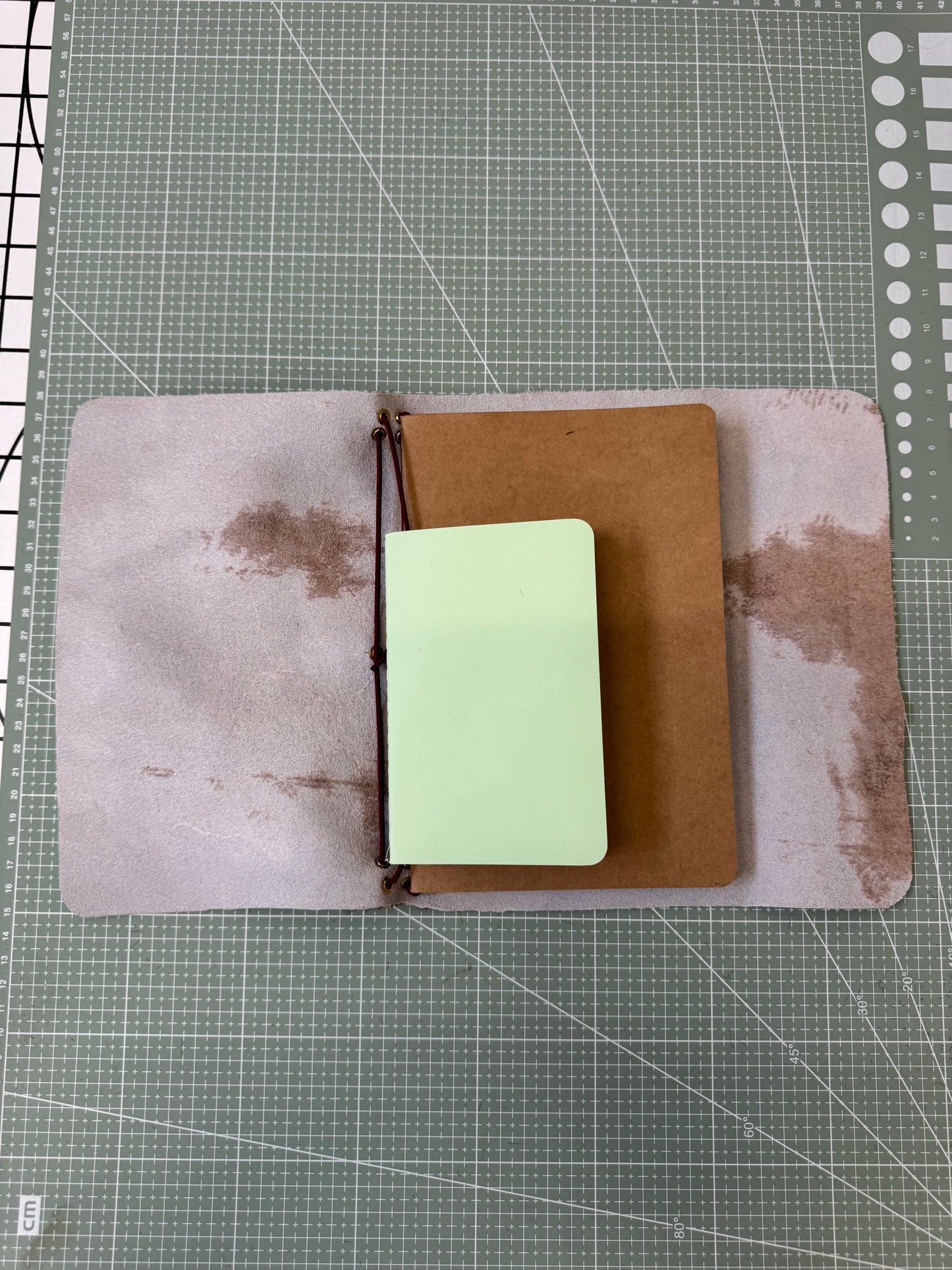 A5 Tri-Fold Cow Print Leather Journal Cover 2