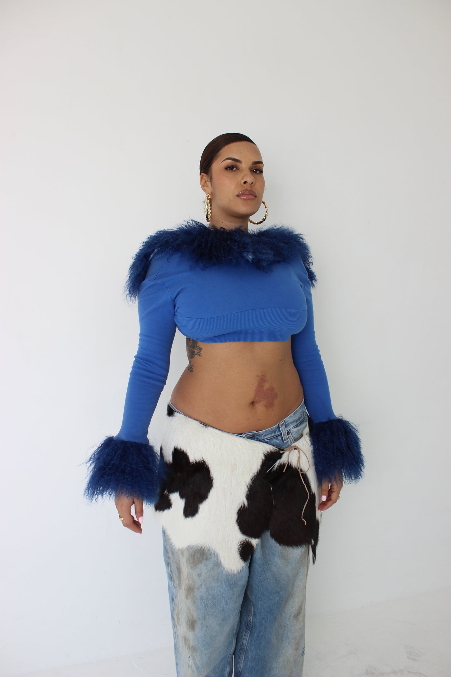 Cowhide Leather Wrap Skirt