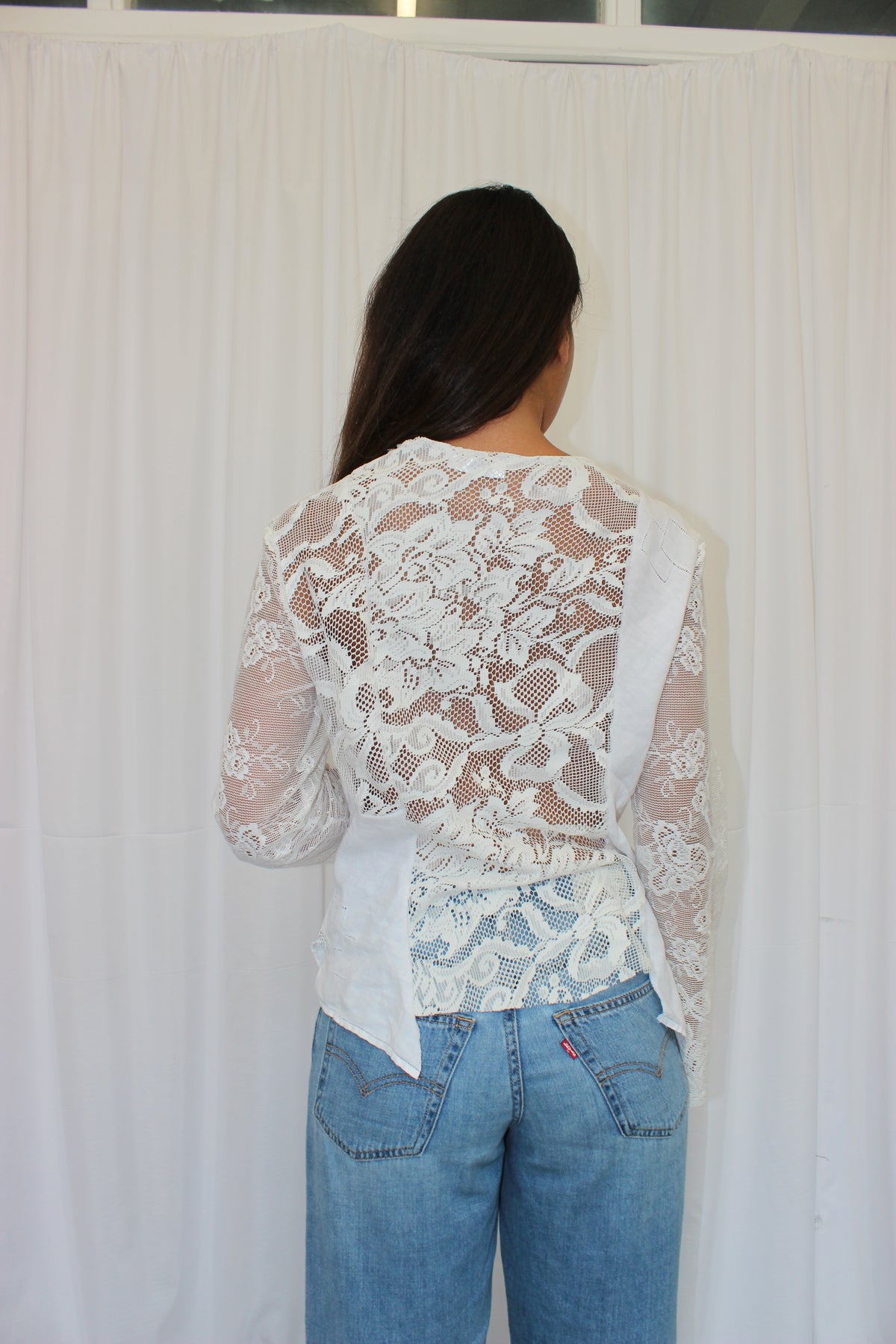 Upcycled Asymmetric Lace Shirt