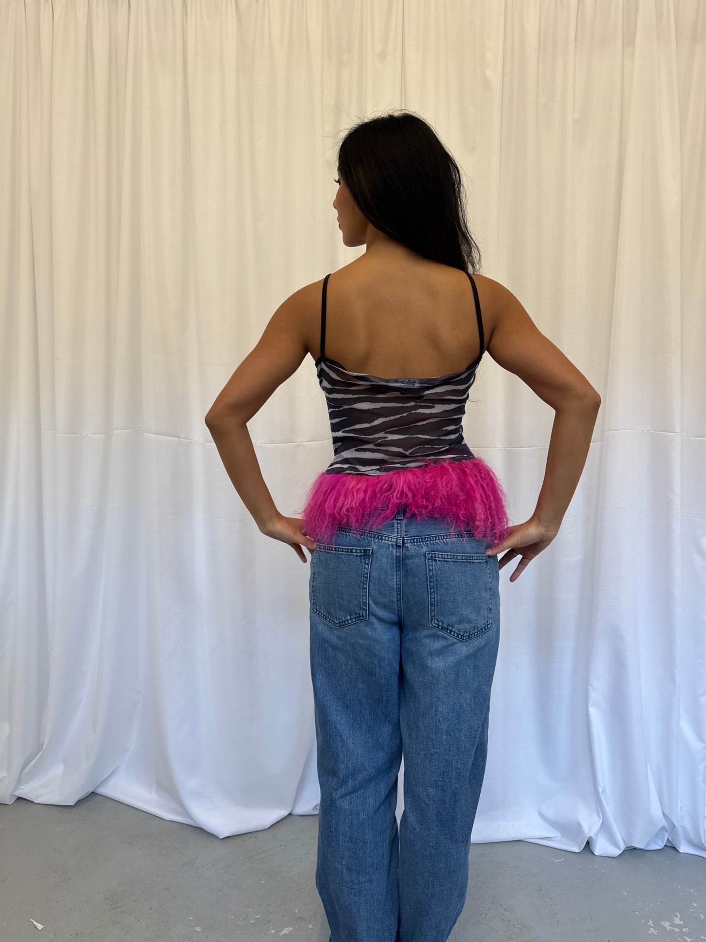 Zebra Mesh Set with Hot Pink Fluff