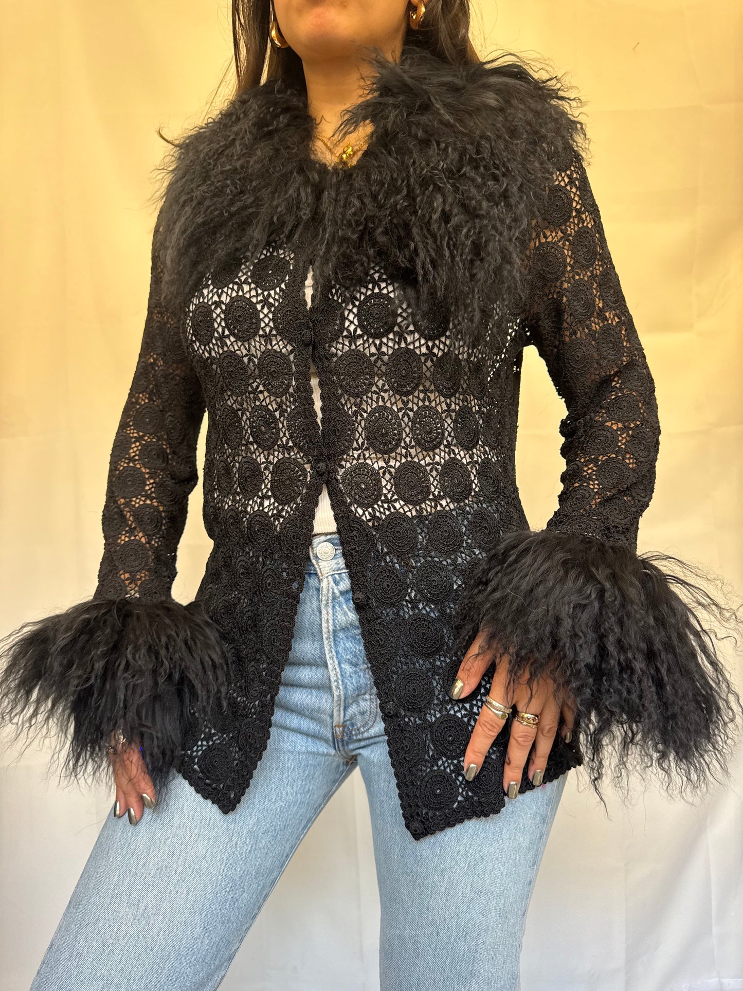 Black Crochet Cardigan