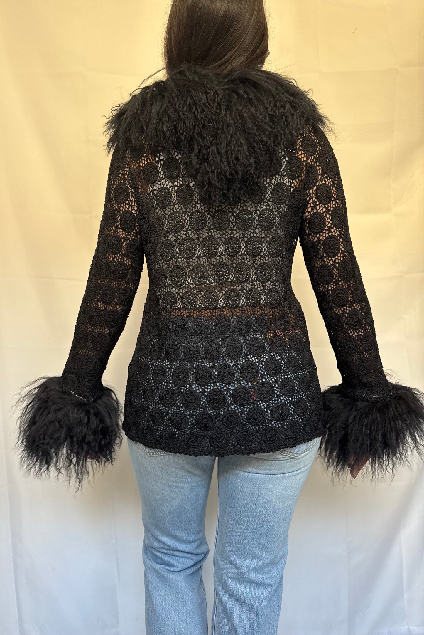 Black Crochet Cardigan