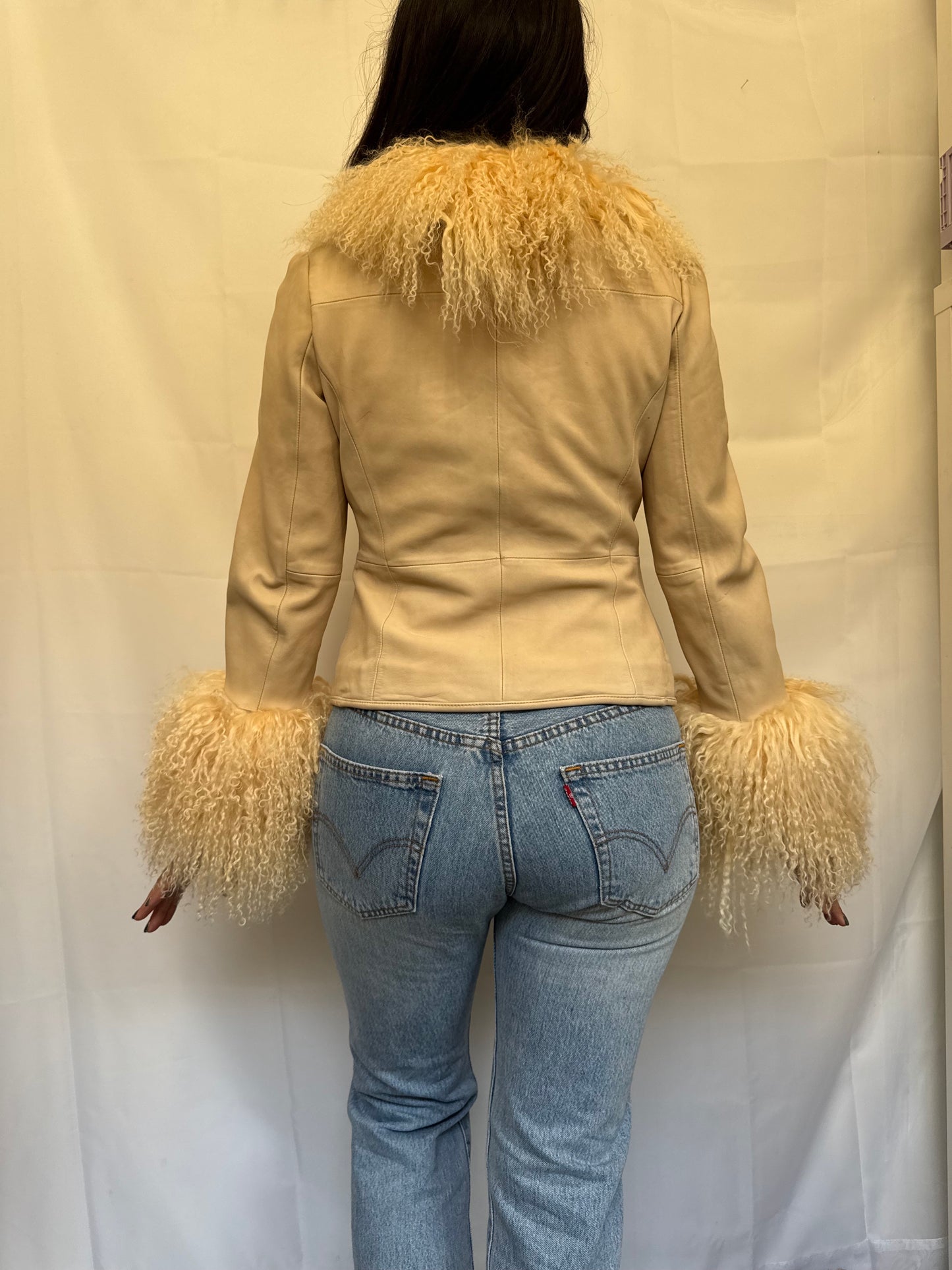 Cream Leather Jacket