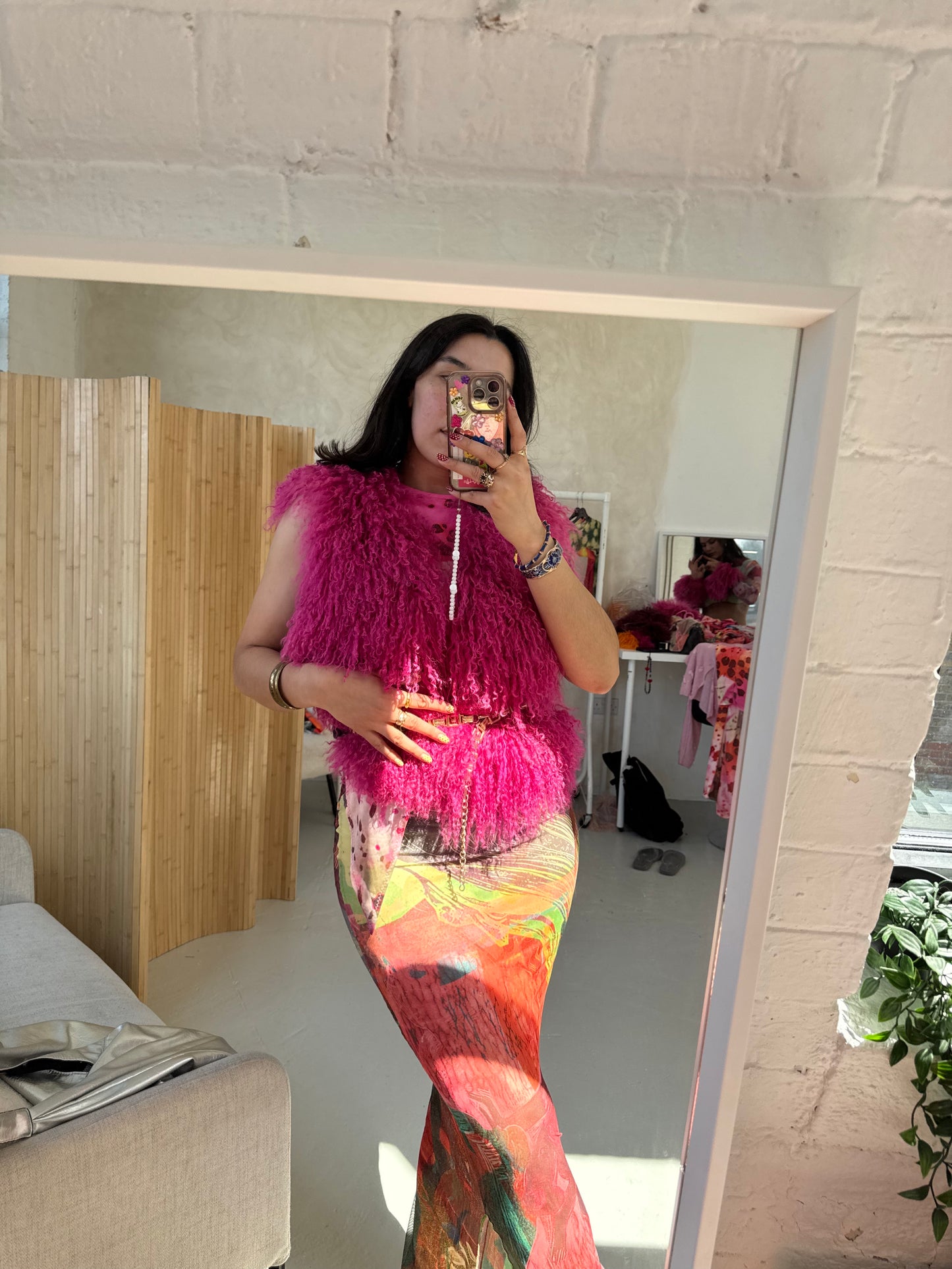 Pink Fluffy Patchwork Waistcoat