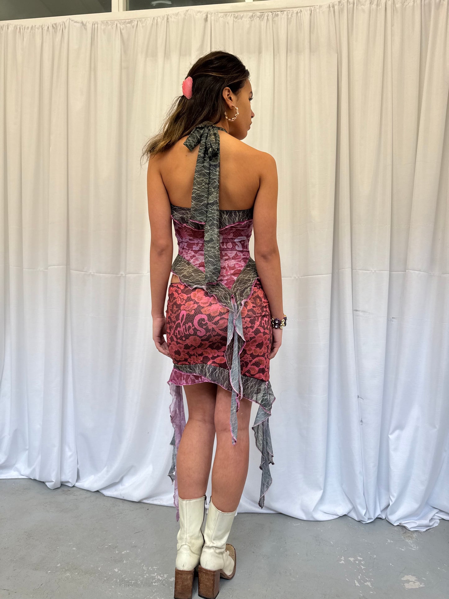 Lace Ruffle Halter Top