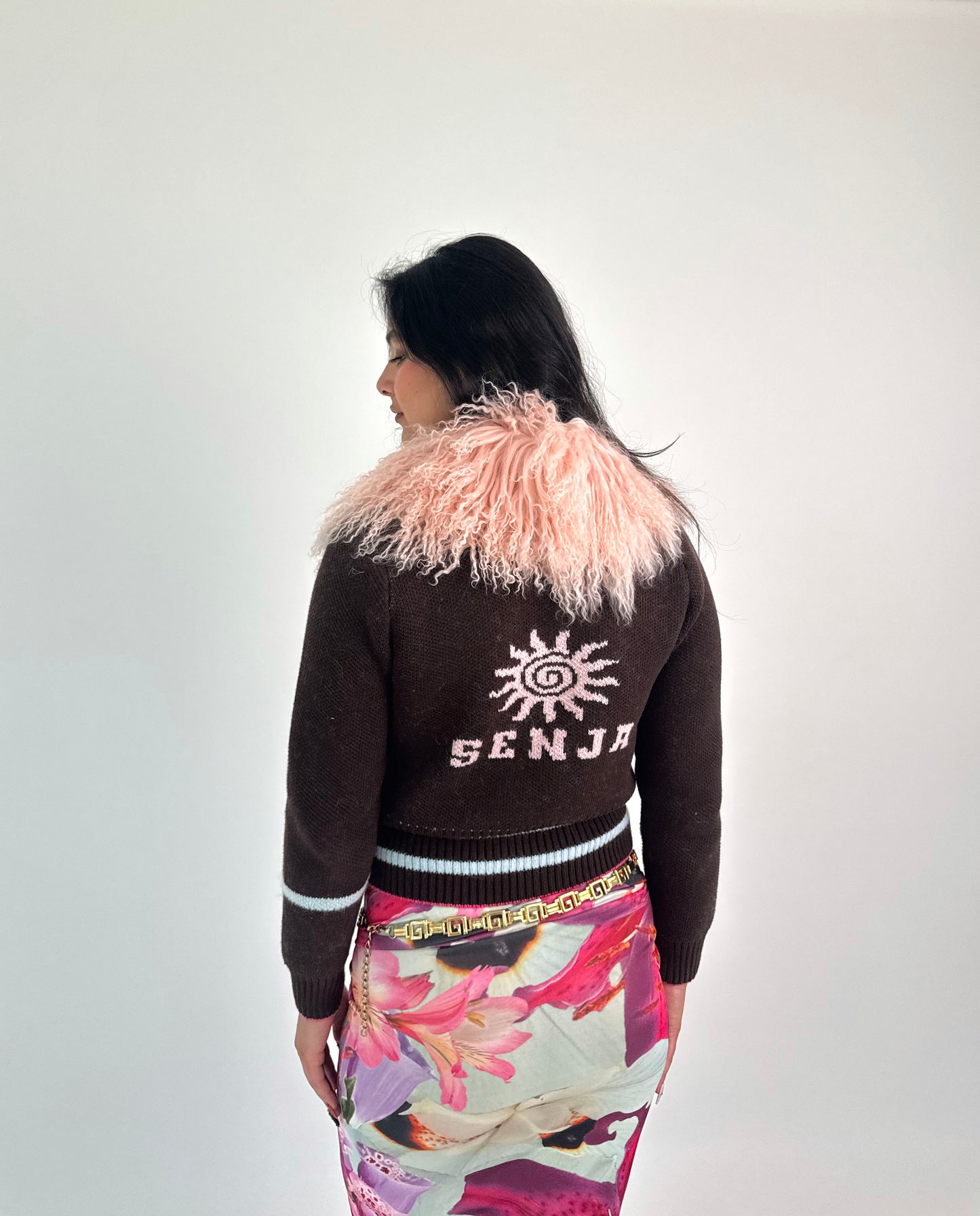 Chocolate Brown Knit Track Top