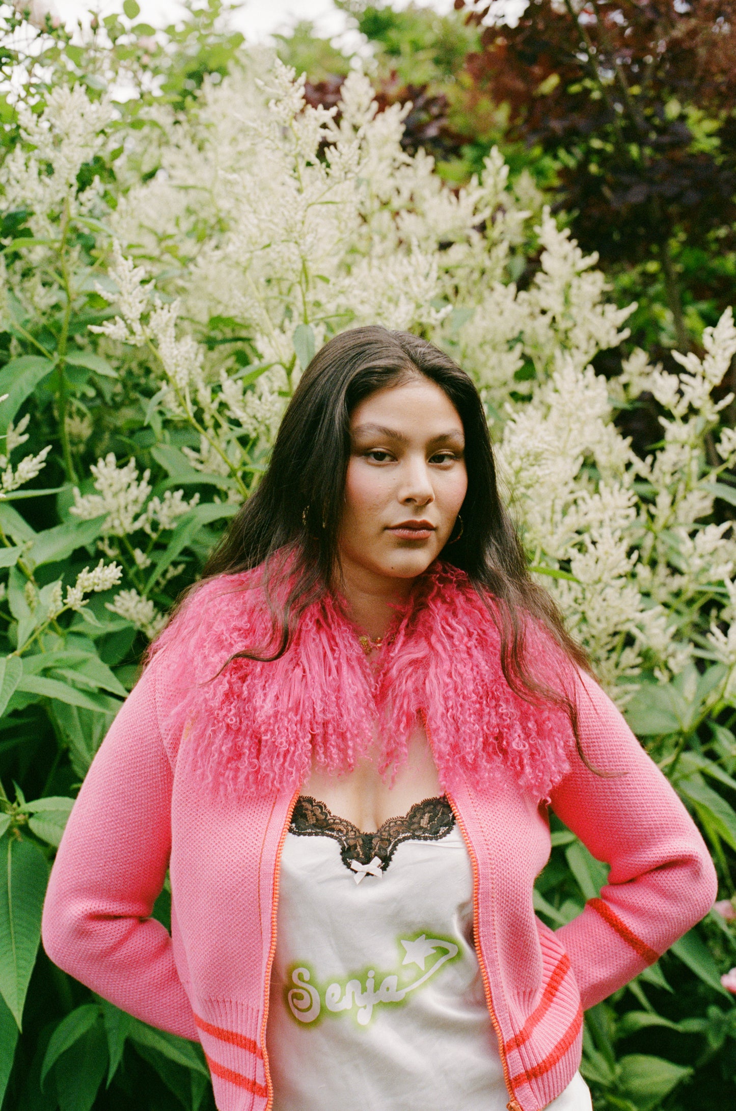 Hot Pink Knit Track Top