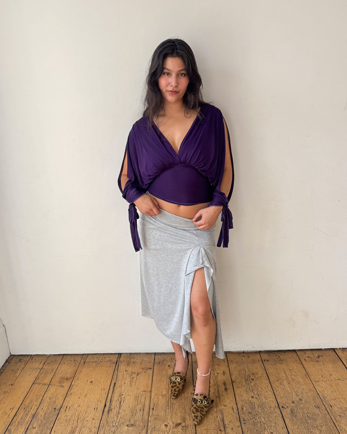 Grey Marl Drape Skirt