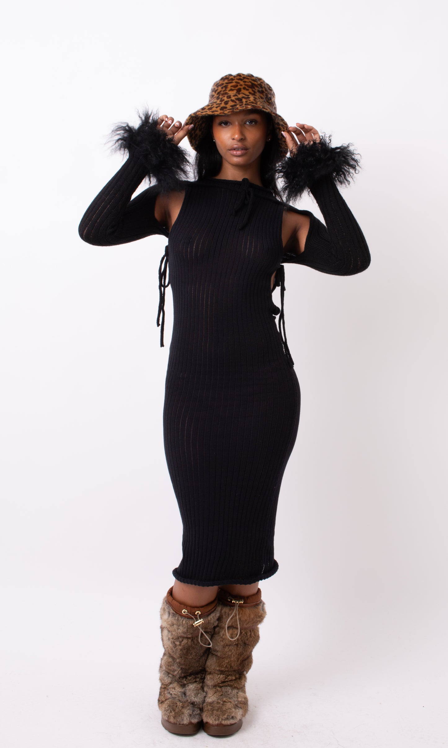 Black Rib Midi Dress