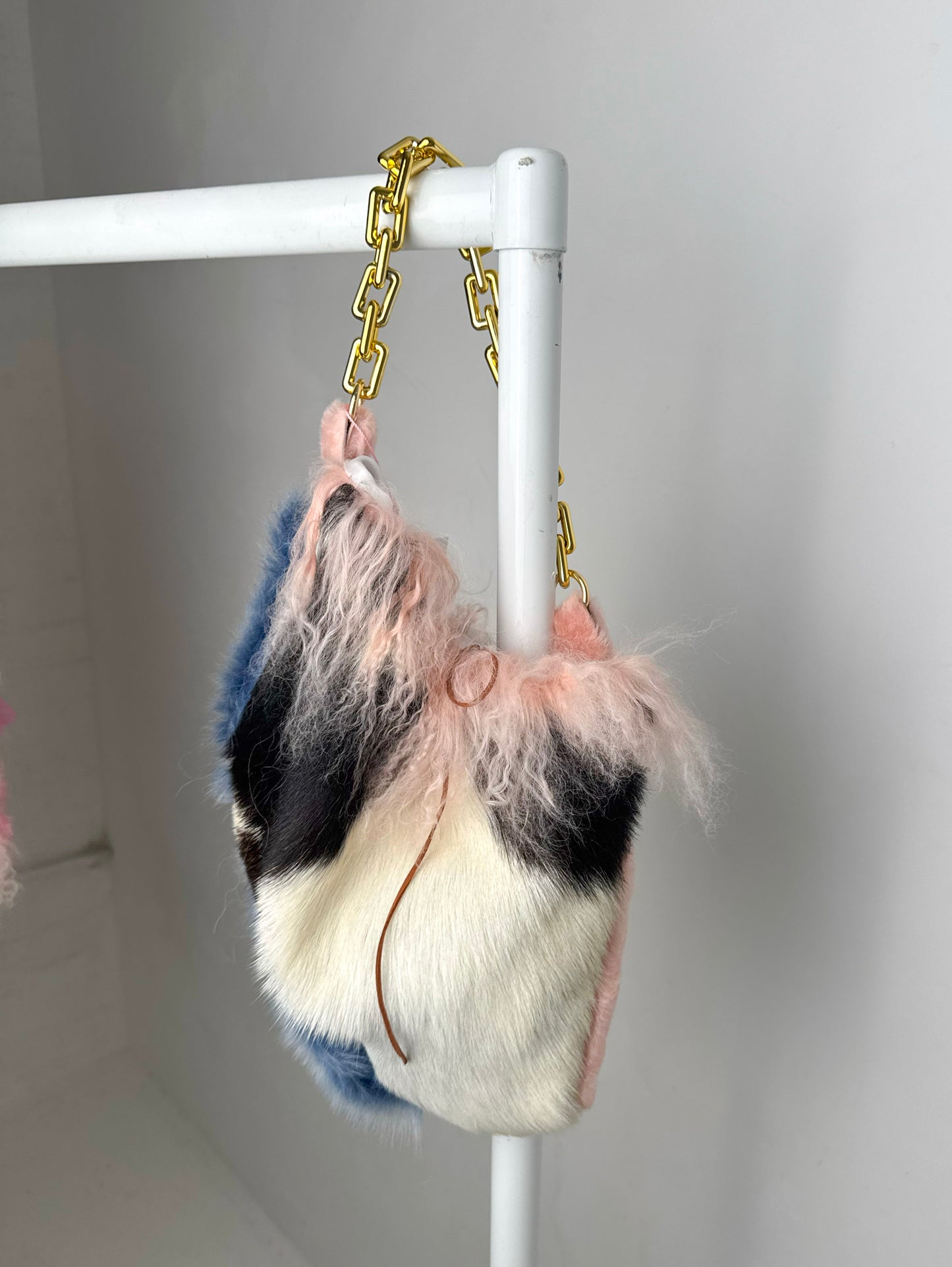 Pink Cow Hide Fluffy Bag