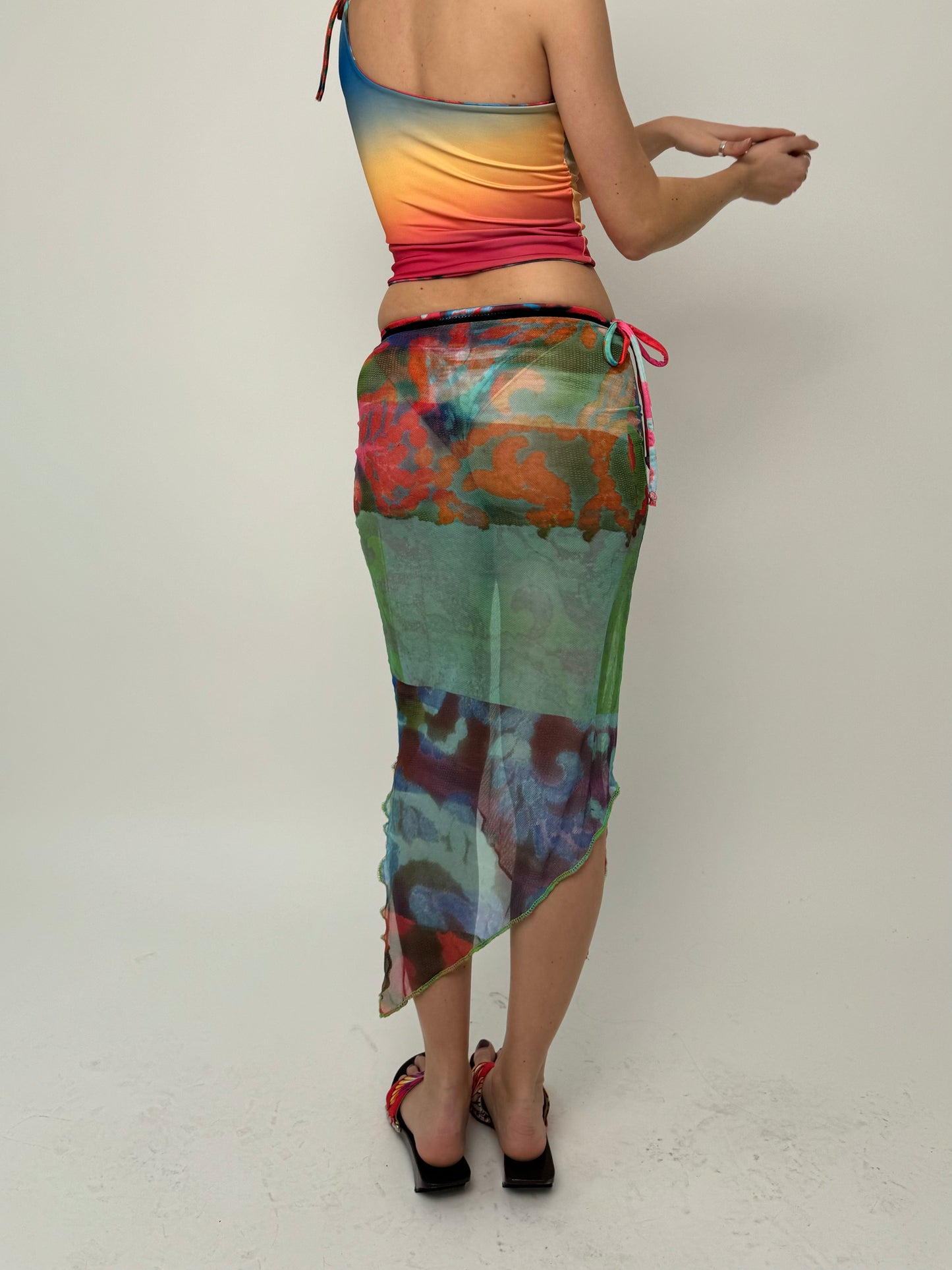 Lace Mesh Midi Skirt