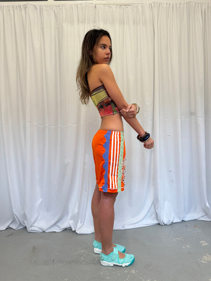 Orange Shorts with Green Lace Trim