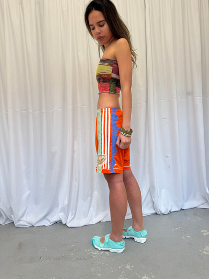 Orange Shorts with Green Lace Trim