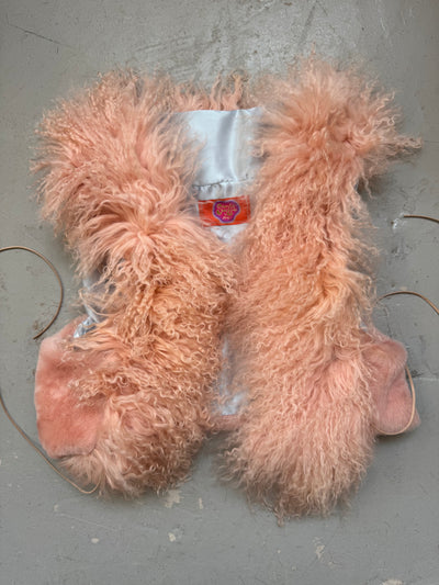 Baby Pink Fluffy Patchwork Waistcoat