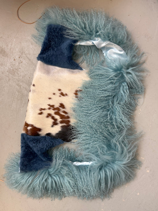 Blue Fluffy Patchwork Waistcoat