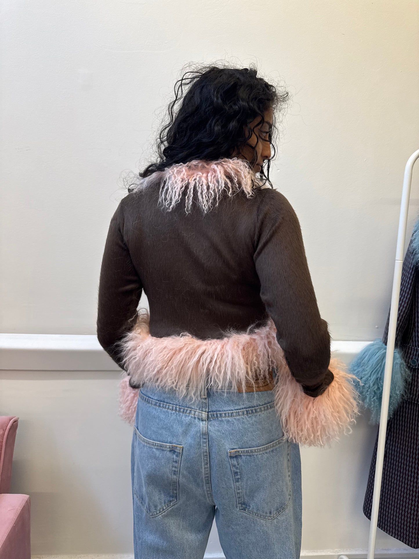 Pink and Brown Super Fluffy Bolero