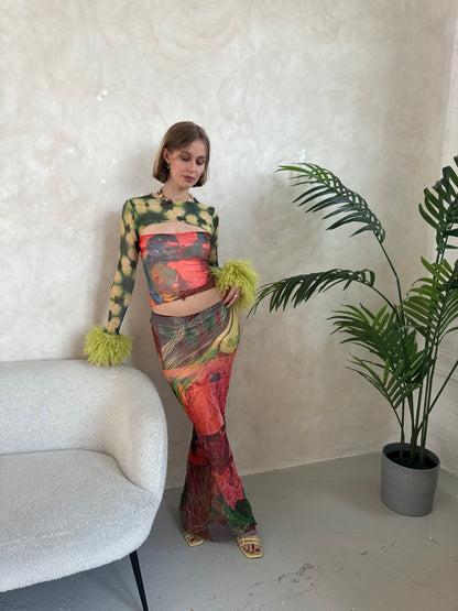 Green Petal Mesh Sleeves