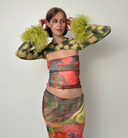 Green Petal Mesh Sleeves