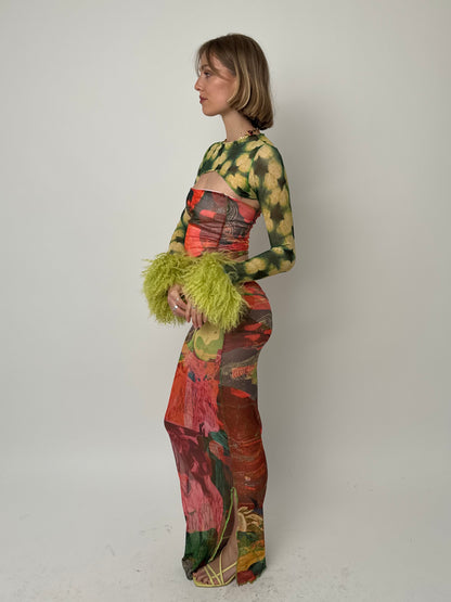 Green Petal Mesh Sleeves