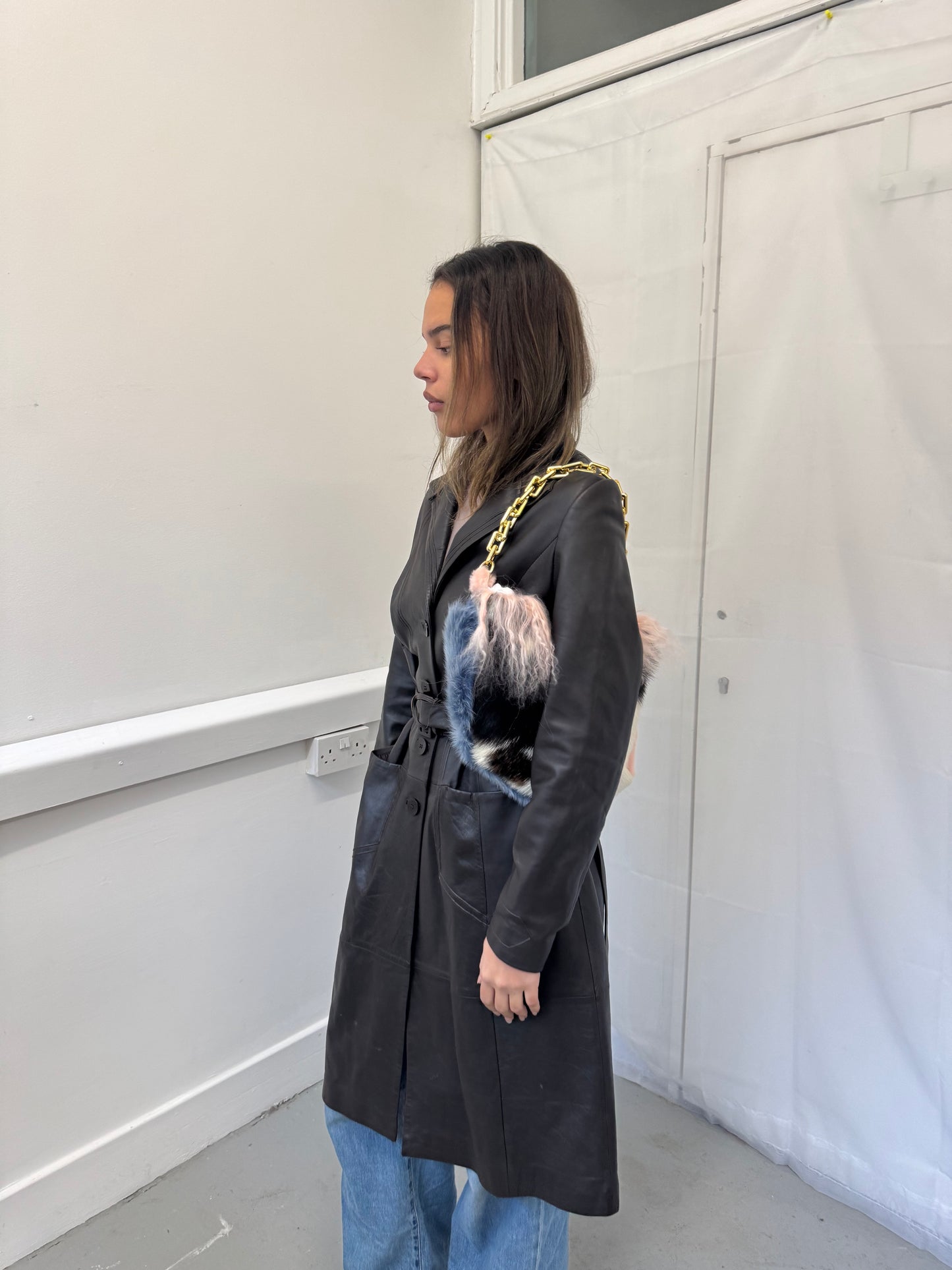 Pink Cow Hide Fluffy Bag