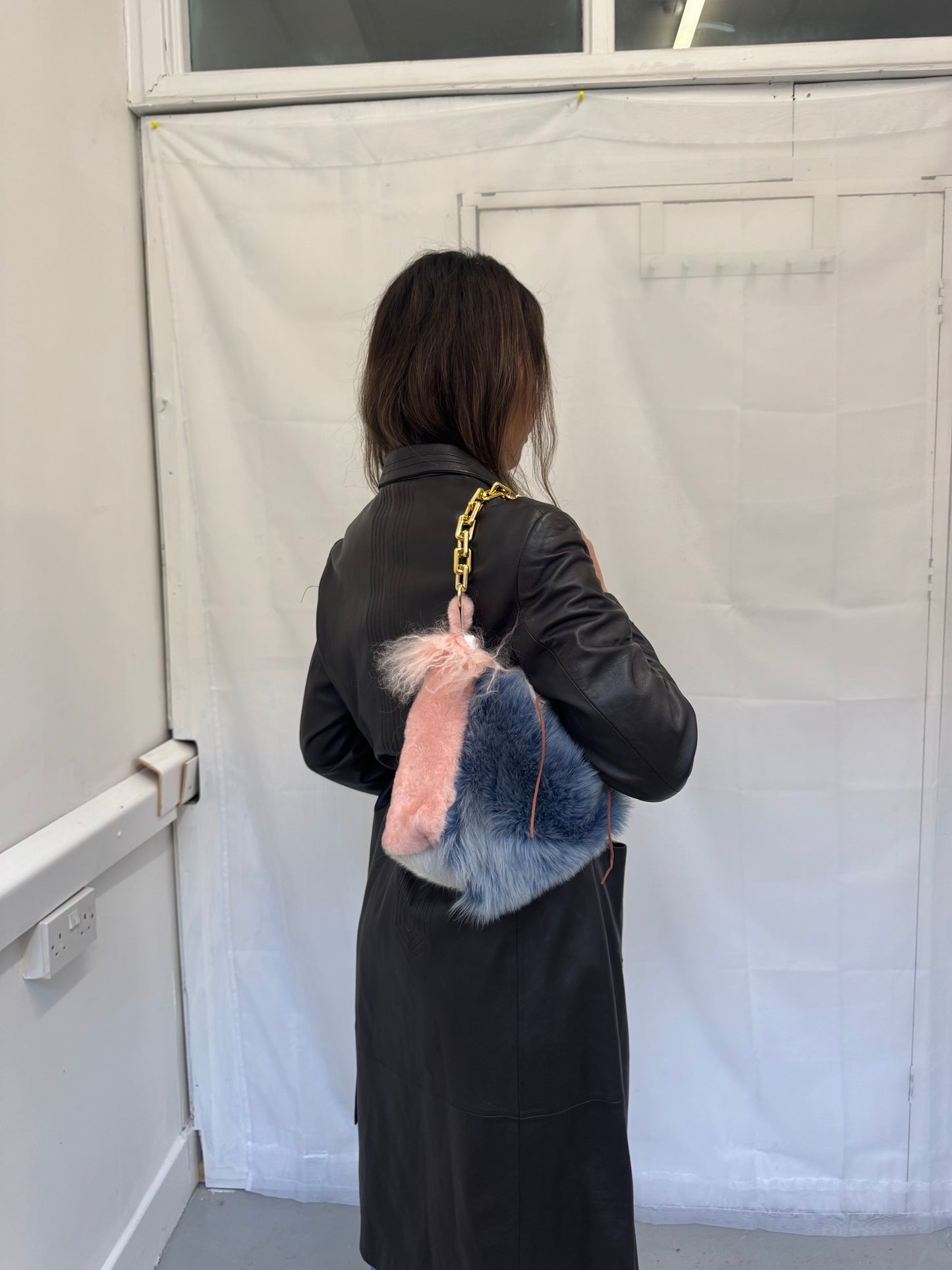 Pink Cow Hide Fluffy Bag