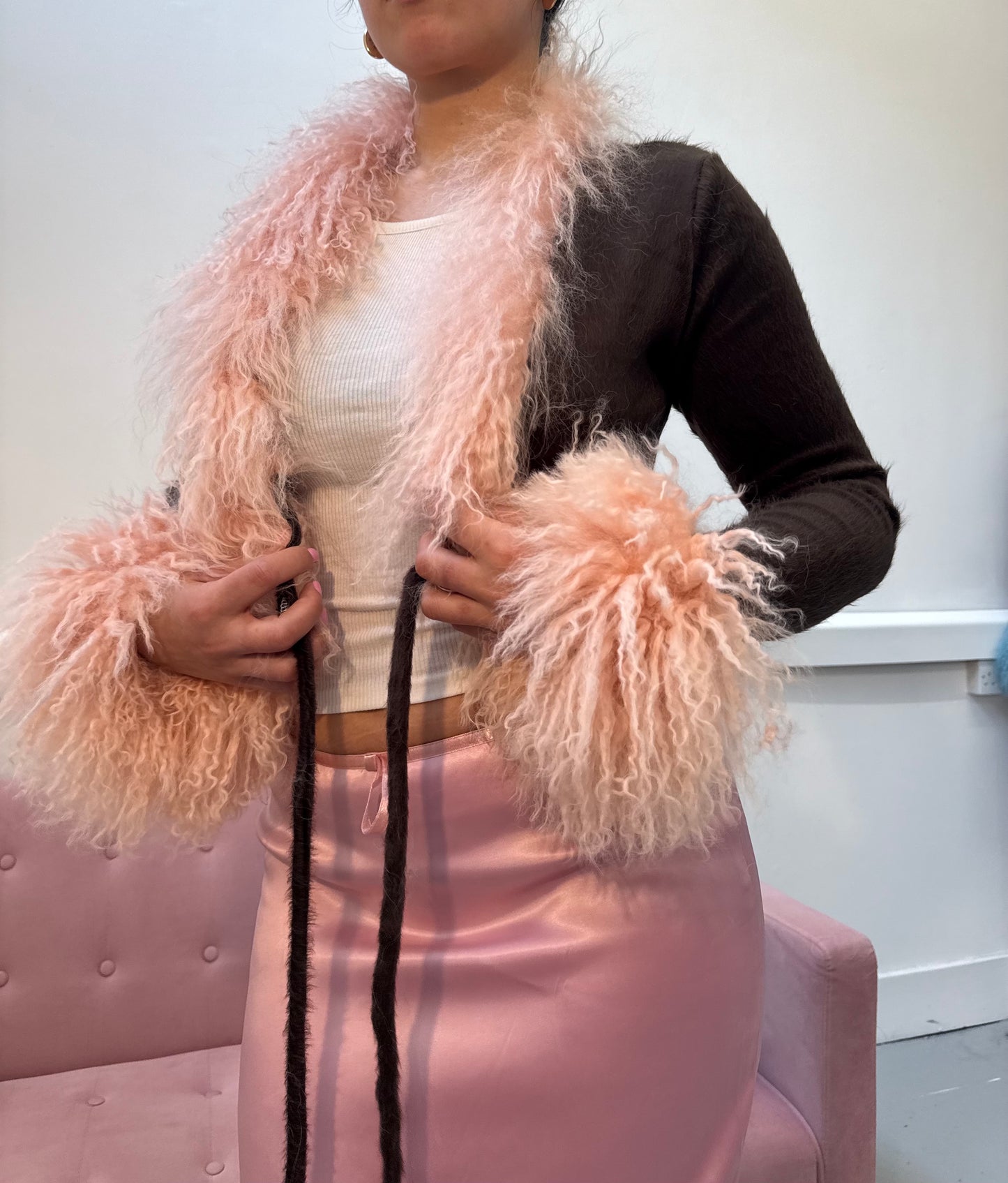 Pink and Brown Super Fluffy Bolero