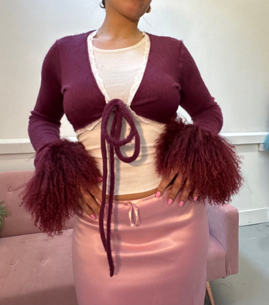 Burgundy Fluffy Bolero