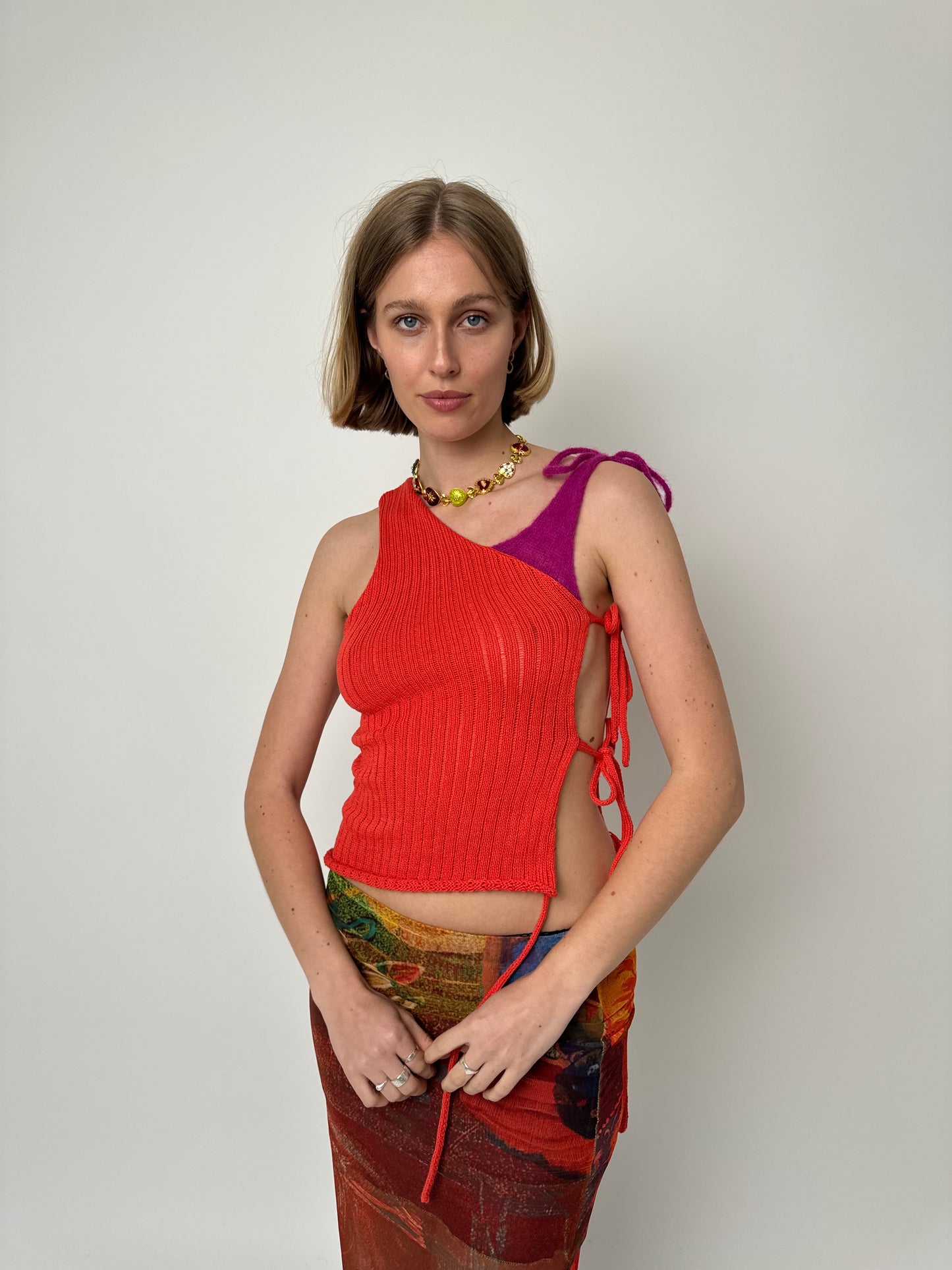 Sanguine asymmetric knit top