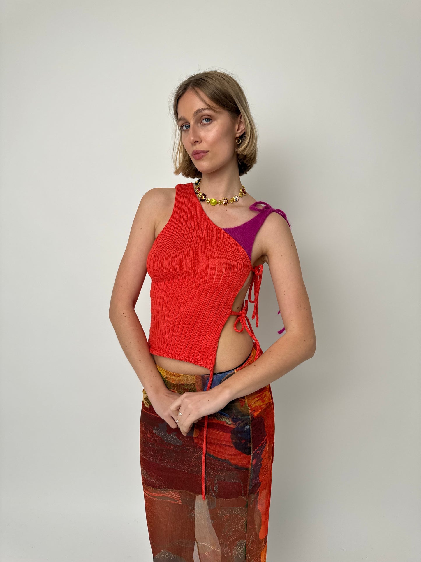 Sanguine asymmetric knit top